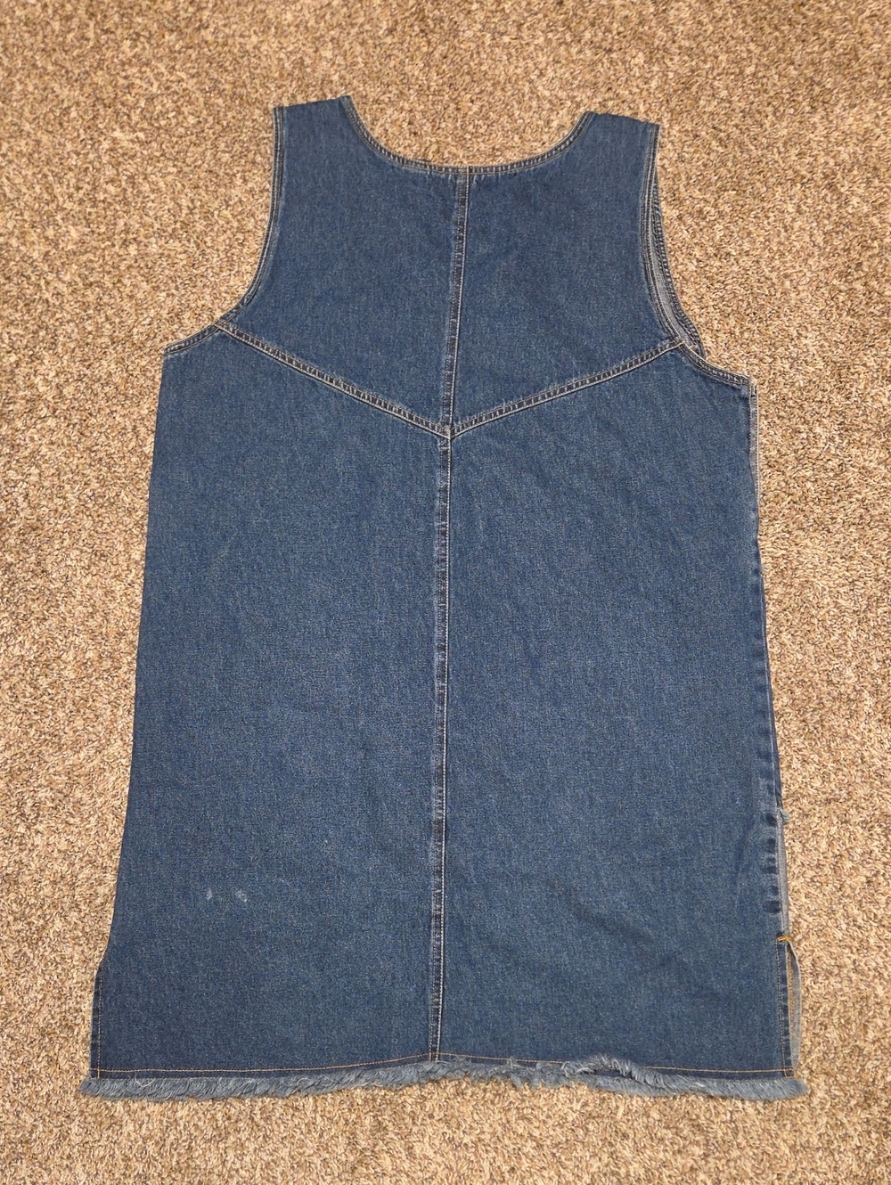 Vintage KYOTO CASUALS 100% Cotton Denim Chevron Patchwork Tank Dress - Blue - Picture 8 of 9